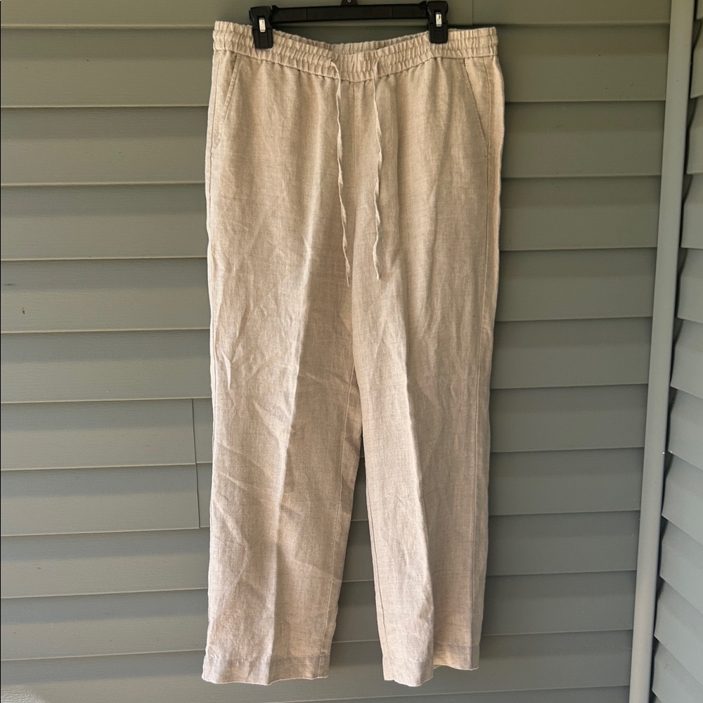 Talbots high rise wide leg linen pants size 14